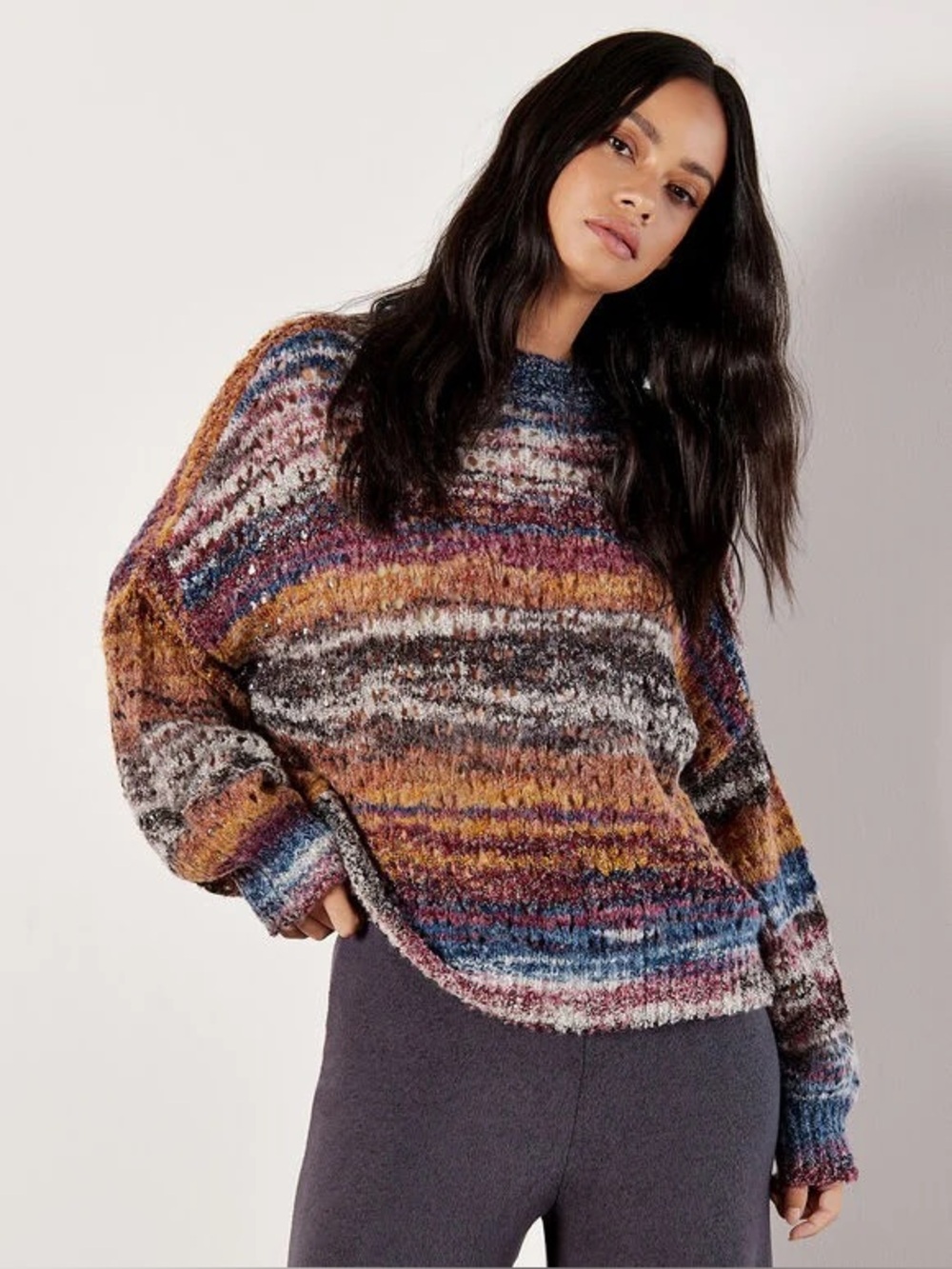 French Dressing Jeans Autumn Spacedye Sweater NWT XL Cozy Bouclé Knit Pullover
